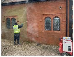 Stone cleaning on exterior stonework